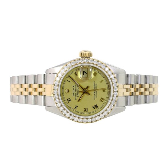 ROLEX DATEJUST CHAMPAGNE ROMAN DIAL 1.15CTW DIAMOND JUBILEE TWO-TONE WATCH 69173 - Picture 4 of 7